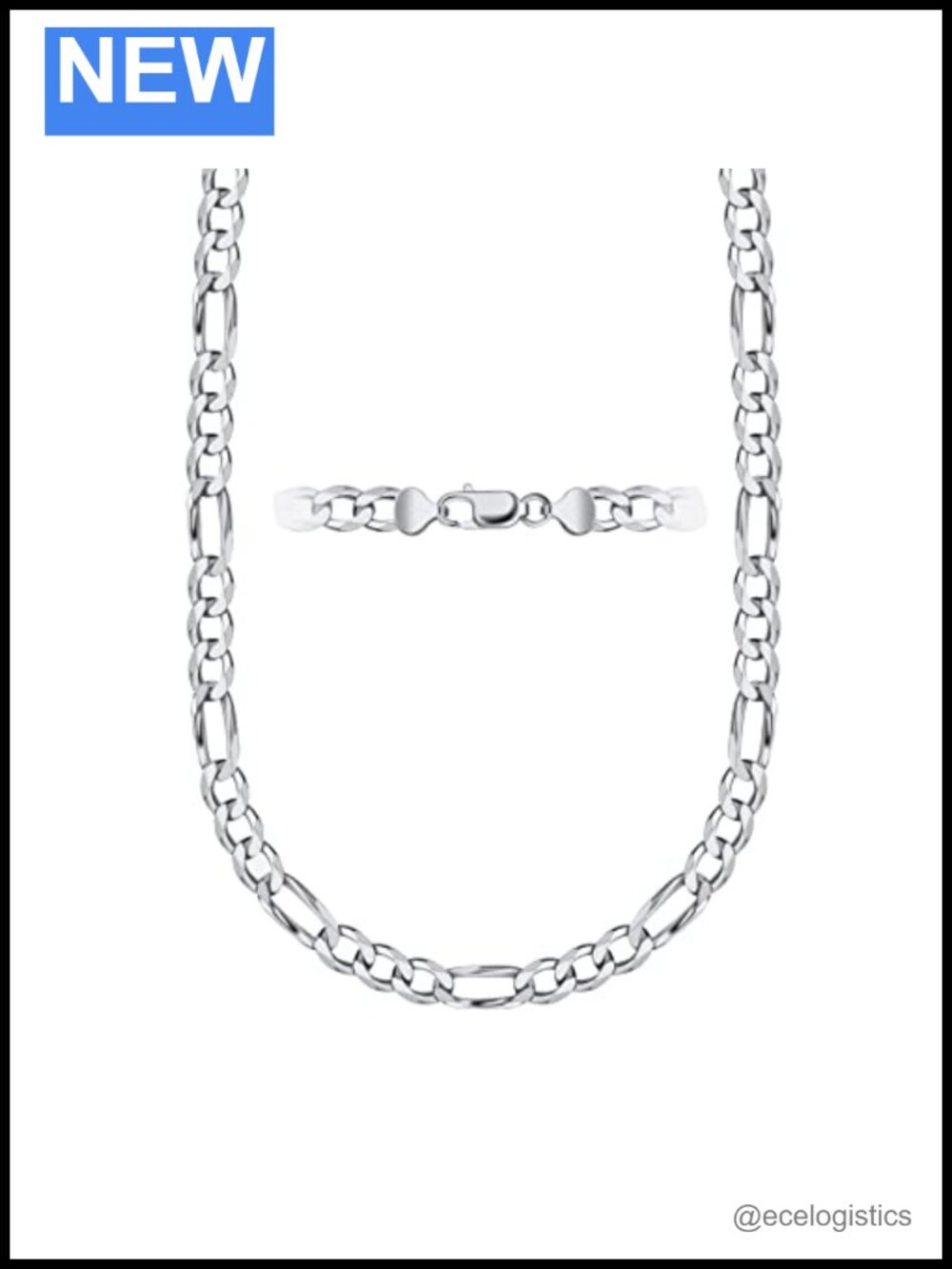925 Sterling Silver Figaro Chain Necklace 3.0MM-10.5MM Made in Italy Lobster